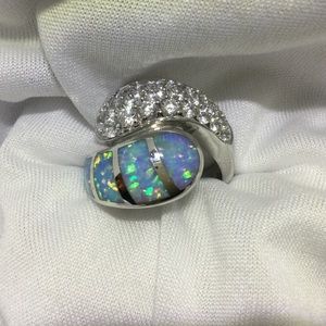 925 sterling silver opal inlay ring